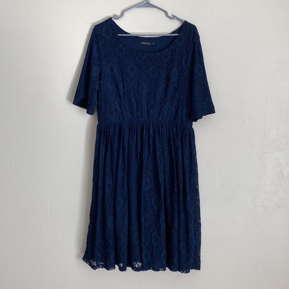 MikaRose Emmy Modest Lace Dress - Navy